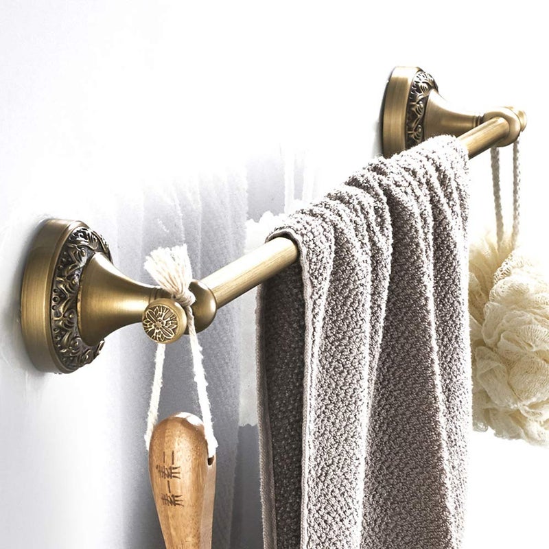 Leyden Antique Towel Bar,Adjustable Towel Holder Rod Brass Bathroom Accessories Expandable 15.2 to 27.8 Inch Vintage Wall Mount - Image 4
